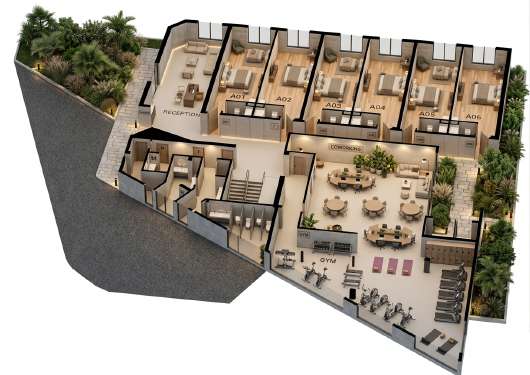 Block A floor model, level 00